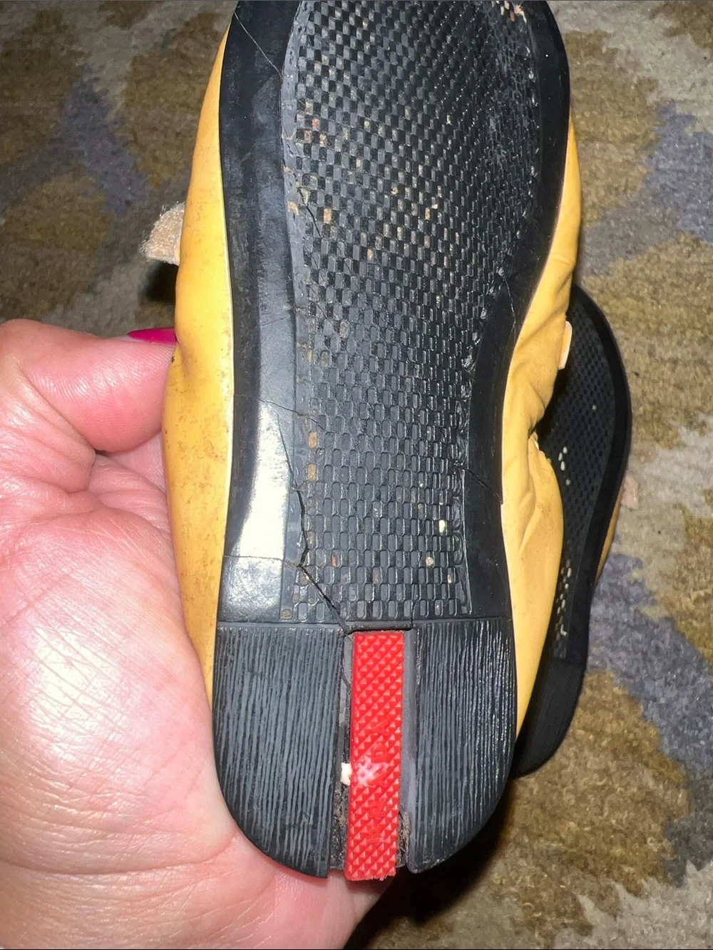 Prada Yellow Leather Mary Jane Flats with Black size 25